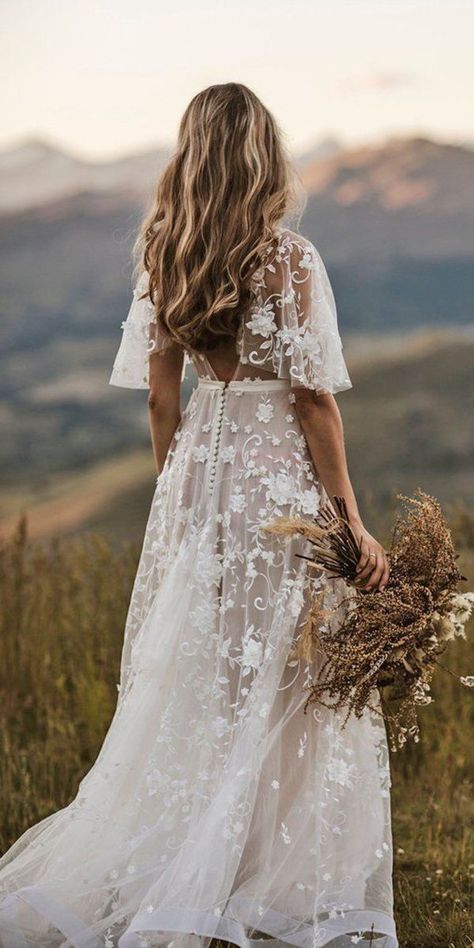 30 Rustic Wedding Dresses For Inspiration ❤  rustic wedding dresses a line with cap sleeves floral lace country anna campbell #weddingforward #wedding #bride Boho Wedding Dress With Sleeves, Wedding Dresses A, Wedding Dresses A Line, Anna Campbell, Dresses A Line, Rustic Wedding Dresses, Country Wedding Dresses, Joe Jonas, Sleeve Wedding Dress