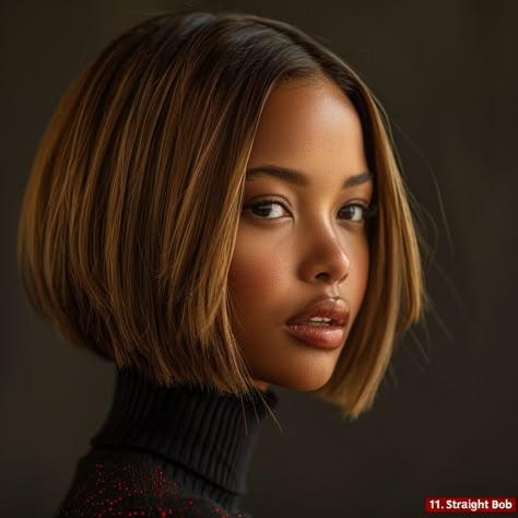 45 Trendy Bob Haircuts for Black Women Brown Bob Haircut Black Women, Light Brown Bob Haircut, Bob Haircut Black Women, Edgy Hair Styles, Natural Hair Bob Cut, Trendy Bob Haircuts, Brown Bob Haircut, Light Brown Bob, Natural Hair Bob