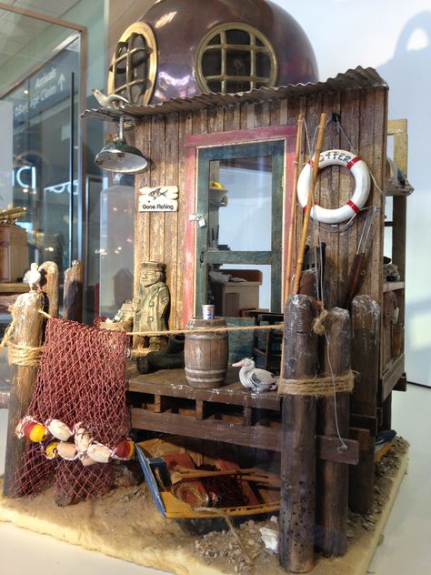 "Fishing Shack" Jeannie J. | Annual Miniature Show & Sale | February 7 & 8, 2015 | Exhibits, Sales & Classes Fishing Shack Ideas, Fisherman Shack, Fish Shack, Fishermans Cottage, Fishing Shack, Fishing Room, Jungle Cruise, Fishing Store, Fishing Shop