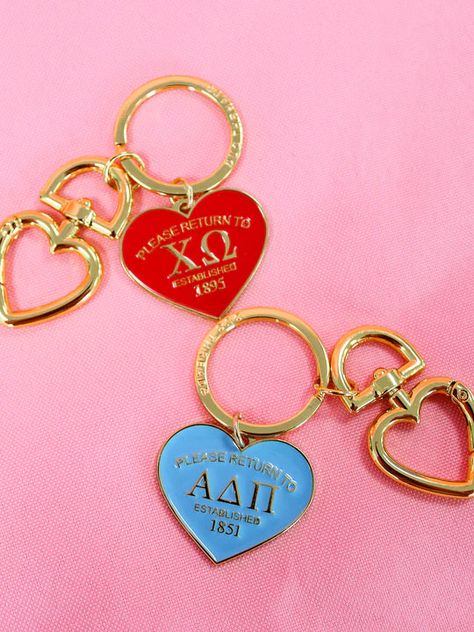 Please Return to Gold Plated Heat Lux Keychain enamel and gold plated Basket 2023, Sorority Buttons, Big Little Basket, Sorority Big Little, Big Little Gifts, Merch Ideas, Jelly Bag, Big Little Reveal, Gamma Phi Beta