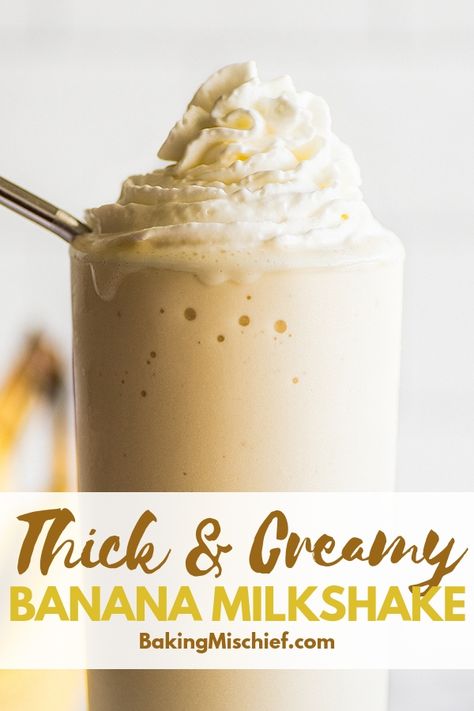 Banana Shake Recipe, Banana Milkshake Recipe, Milkshake Recipe Easy, Homemade Milkshake, Ice Cream Shake, Banana Shake, Banana Drinks, Milkshake Recipe, Banana Milkshake