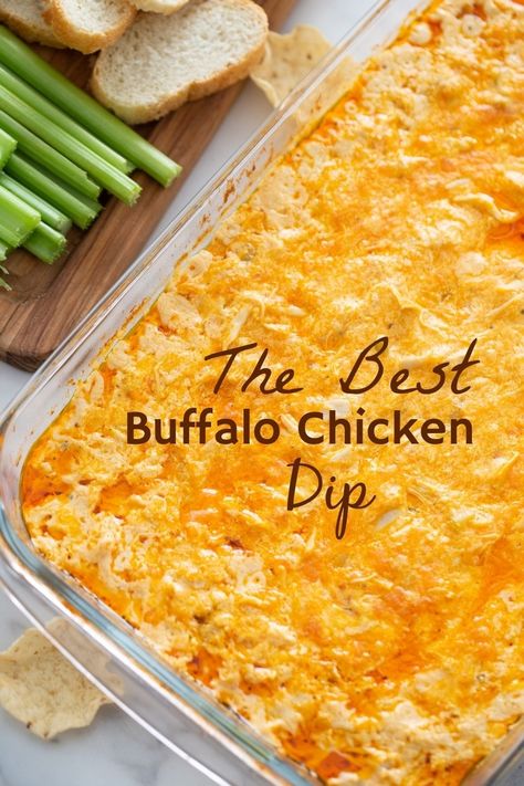 Buffalo chicken dip has all the flavor of tangy and fiery hot wings, but in the form of a creamy, scoopable dip. Buffalo Chicken Ranch Dip, Chicken Ranch Dip, Buffalo Ranch Chicken Dip, Buffalo Chicken Wing Dip, Wing Dip, Chicken Wing Dip, Buffalo Ranch Chicken, Buffalo Dip, Crockpot Buffalo Chicken