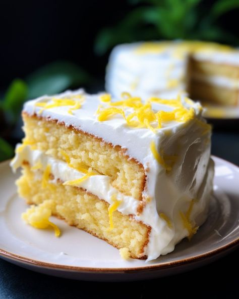 This was my nana's fave cake recipe Lemon Velvet Cake, Lemon Cream Cheese Frosting, Lemon Cream Cheese, Slice Of Cake, Lemon Cake Recipe, Lemon Dessert Recipes, Cream Cheese Frosting Recipe, Lemon Pound Cake, Refreshing Desserts