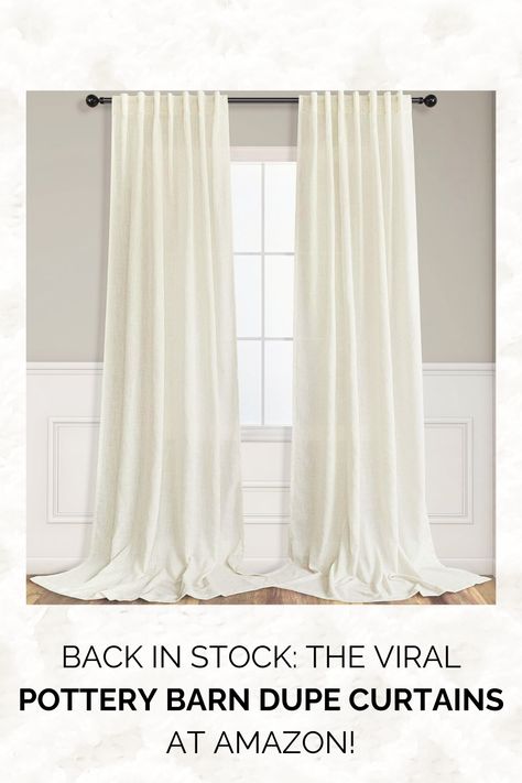 Bring effortless style and light to your space without breaking the bank with these Natural Linen Blend Back Tab Sheer Curtains! This Pottery Barn dupe often sells out!  Luxurious blend of 20% flax linen and 80% polyester, providing the natural aesthetic of linen with added softness, wrinkle resistance, and shrinkage resistance.
 
#linencurtains #sheercurtains #farmhousedecor #lightfiltering #windowtreatments #potterybarnfinds #dupe #amazonfinds #affordablestyle #ad #potterybarndupe #trending Sheer Cream Curtains, Bedroom Farmhouse Decor, Pottery Barn Curtains, Pottery Barn Look, Girl Curtains, Cream Curtains, Bedroom Farmhouse, Curtains For Bedroom, Linen Drapes