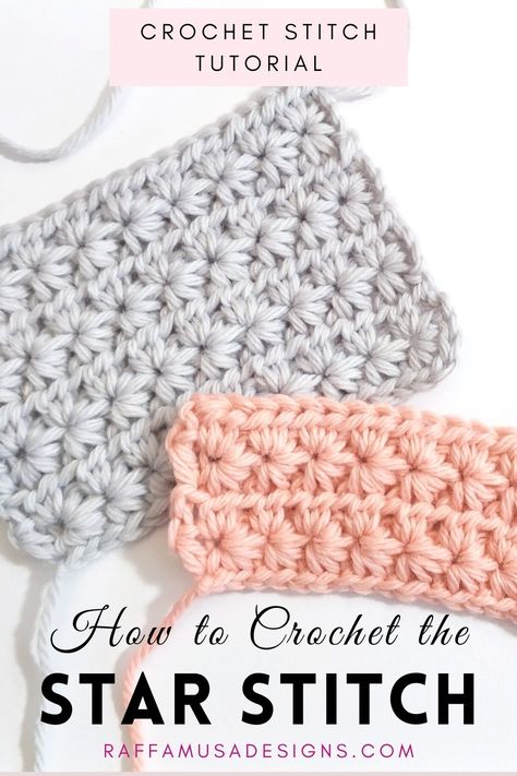 Crochet Star Stitch swatches Good Crochet Stitches For Blankets, Star Crochet Stitch Pattern, Star Crochet Stitch Tutorials, Star Stitch Beanie Crochet, Practice Crochet Stitches, How To Crochet The Star Stitch, Pearl Stitch Crochet, Cool Easy Crochet Stitches, Star Stitch Crochet Blanket Free Pattern