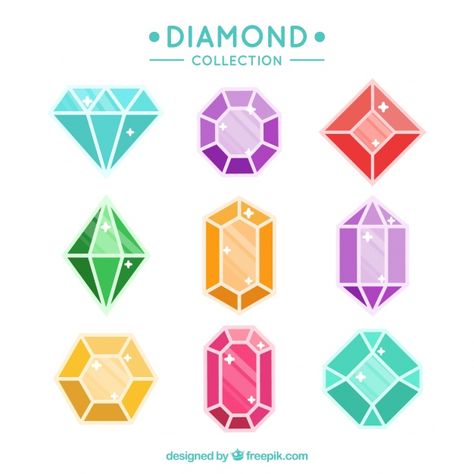 Variety of gems with different colors and designs Free Vector Gem Stone Illustration, Simple Gem Drawing, Diamond Illustration Design, Diamonds Illustration, Gems Drawing, Gems Illustration, Gem Illustration, Gem Shapes, Diamond Illustration