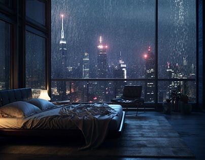 Check out new work on my @Behance profile: "Thunderstorm with rain in the city of skyscrapers" http://be.net/gallery/174194835/Thunderstorm-with-rain-in-the-city-of-skyscrapers Bedroom Rain Aesthetic, High Rise Apartment Rain, Rain Apartment, Visions Aesthetic, Rain Bedroom, Skyscraper Apartment, Room Rain, New York Living Room, Lofi Animation