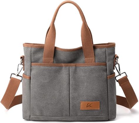 Amazon.com: Sunshinejing Women's Small Canvas Tote Purses Casual Multi-pocket Shoulder Crossbody Bag Everyday Handbags (Brown) : Clothing, Shoes & Jewelry Everyday Handbags, Denim Bag Patterns, Everyday Handbag, Multipurpose Bag, Handbag Outfit, Diy Tote Bag, Small Tote Bag, Small Canvas, Denim Bag