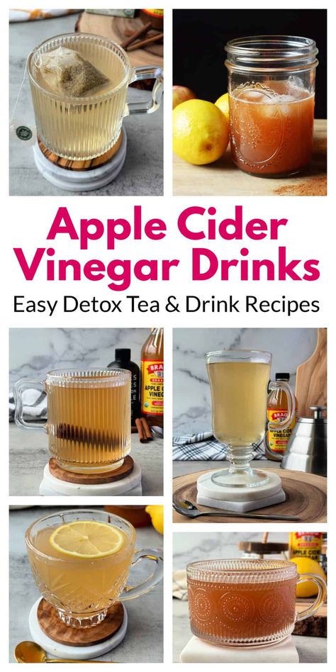 These easy apple cider vinegar drinks are all made using organic apple cider vinegar as the main ingredient. Apple cider vinegar detox drinks and tea recipes . Whether you are looking for a refreshing apple cider vinegar and lemon water drink, or a warm comforting tea, I have a wide variety of apple cider vinegar drinks for you all here in one place. #applecidervinegardrinks #acvdrinkrecipes #applecidervinegar Apple Cider Vinegar Tea, Apple Cider Vinegar Drink Recipes, Recipe Using Apples, Cider Vinegar Drink, Apple Cider Vinegar Lemon, Make Apple Cider Vinegar, Vinegar Drink, Apple Cider Vinegar Detox Drink, Vinegar Drinks