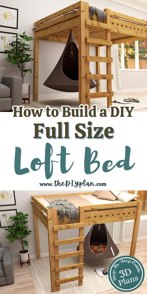 woodworking Projects; woodworking Crafts; woodworking Ideas; Wall Shelf; woodworking tips; woodworking techniques; woodworking shop; repurposed items; repurposed furniture; diy wood craft; small scrap wood projects; diy handyman Diy Simple Loft Bed, Diy Corner Beds Kids, Loft Queen Bed Ideas, Adult Full Size Loft Bed Plans, Diy Tall Bed Frame, Full Loft Bed Diy, How To Build A Loft Bed, Diy Lofted Bed, Queen Loft Bed Plans