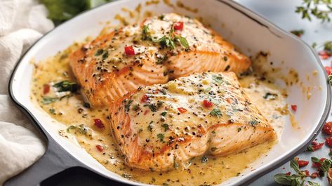 Marry Me Salmon, Sun Dried Tomato Sauce, Butter Salmon, Alaskan Salmon, Tasty Meat, Salmon Seasoning, Salmon Dinner, Courtyard Design, Pan Seared Salmon