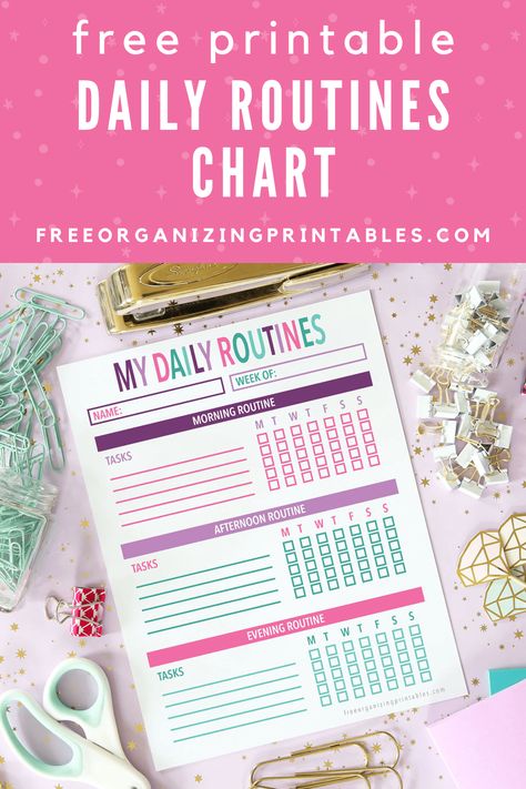 Routine Template Free Printable, Afternoon Routine, Organizing Printables, Kids Routine Chart, Daily Routine Chart, Daily Routine Schedule, Daily Schedules, Routine Printable, Become More Productive