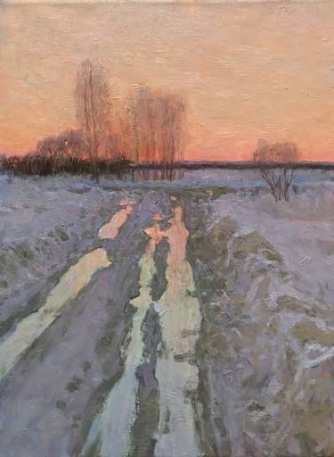 vasiliy khudyakov Artworks | Saatchi Art Sunset Winter, Russian Landscape, Pretty Paintings, Deer Drawing, Magical Light, Snowy Scene, Winter Landscapes, Winter Landscape Painting, Beautiful Skies