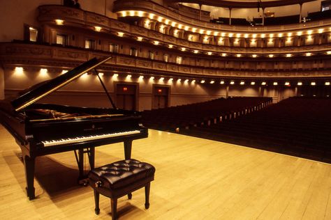 Steinway Model D Piano on the stage at Carnegie Hall, NYC, in preparation for a concert by Alfred Brendel. Ballroom Aesthetic, Piano Concert, Steinway Piano, Concert Pictures, Concert Stage Design, White Piano, Piano Recital, Stage Decor, Baby Grand Pianos