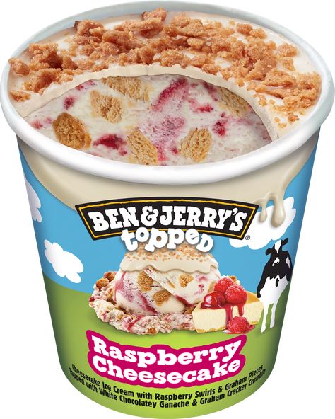 Raspberry Cheesecake Topping, Ice Cream Flavors List, Raspberry Ganache, Ice Cream Flavor, Ice Cream Packaging, Cheesecake Ice Cream, Raspberry Cheesecake, Ben And Jerrys, An Ice Cream