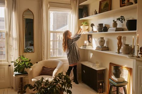 French Apartment Decor, Dwell Magazine, Whimsical Home, All White Kitchen, Apartment Renovation, Large Shelves, White Floors, French Chateau, Prefab Homes