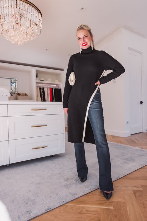 How To Dress Up Jeans For A Holiday Party Looking Festive And Chic Dressing Up Jeans, Busbee Style, Holiday Capsule Wardrobe, 20 Outfits, Holiday Blouses, Holiday Sweaters, Dress Up Jeans, Party Sweaters, Chic Skirts