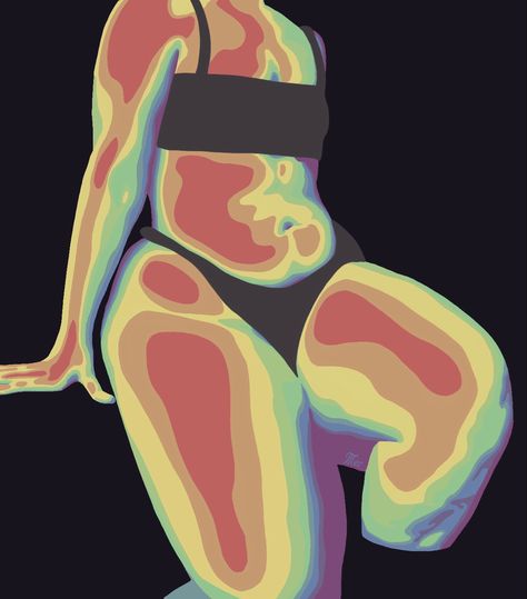 Thermal Drawing, Thermal Art, Drawing Tiktok, Body Portrait, Body References, Body Image Art, Trippy Artwork, Body Positivity Art, Kunst Tattoos