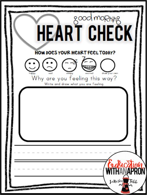 Hearts at Ease, Minds at Peace: A Mental Health Check-In for School – Education With An Apron Morning Check In For Students, Kindergarten Sel, Brain Learning, Teacher Helper, Beginning Of Year, Sheet Protector, Language Arts Lessons, An Apron, Morning Meeting