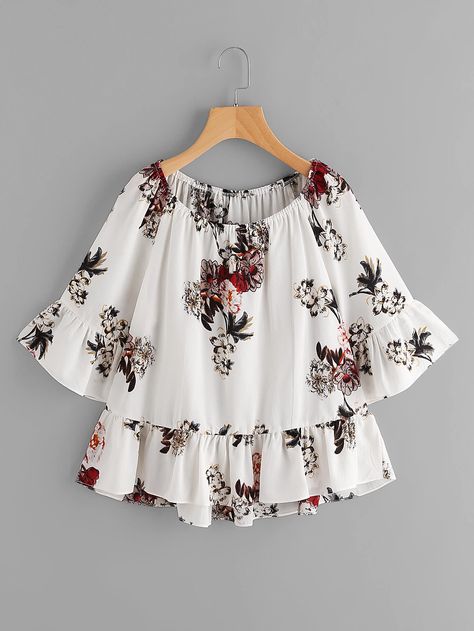 Shop Random Florals Frill Trim Top online. SheIn offers Random Florals Frill Trim Top & more to fit your fashionable needs. Top For Girls Stylish, Fancy Tops For Girls, Stylish Tops Fashion, Fancy Top, Beautiful Tops, Girls Dresses Sewing, Fancy Tops, Fashion Tops Blouse, Kids Fashion Dress