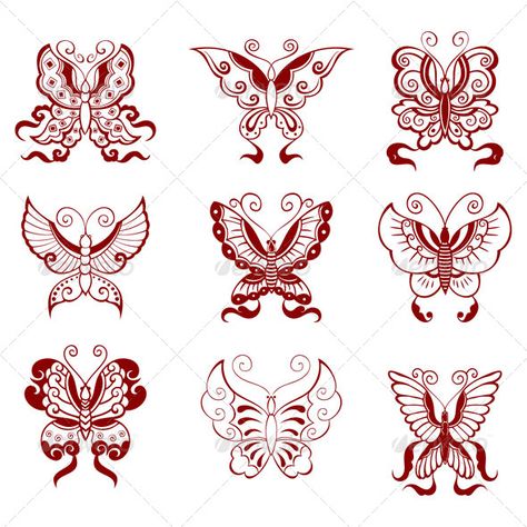 Japanese Butterfly Tattoo, Ornamental Butterfly, Chinese Butterfly, Chinese Ornament, Henna Stencils, Vector Graphics Design, Butterfly Illustration, Chinese Design, Butterfly Pictures