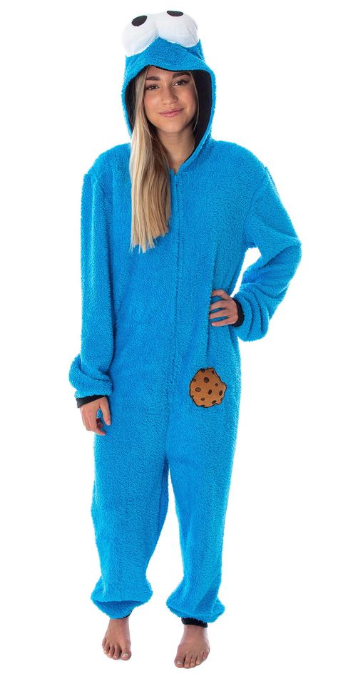 PRICES MAY VARY. 100% Polyester Imported Zipper closure THIS COOKIE MONSTER UNION SUIT IS AN OFFICIALLY LICENSED SESAME STREET PRODUCT! - This Cookie Monster costume pajama outfit is designed and produced by Bioworld with approval from Sesame Street, so you know it's authentic! Look for the trademark tag at the neckline. LARGE 3D EYES ON HOOD - One of the most recognizable attributes of the beloved Cookie Monster is those big, googly eyes! This pajama one-piece has a great costume style look wit Cookie Monster Halloween Costume, Cookie Monster Onesie, Monster Cookies Halloween, Big Googly Eyes, Cookie Monster Pajamas, Elmo Costume, Cookie Monster Costume, Pajama Onesie, Monster Costume