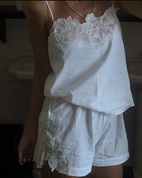 @josefinehj Coquette Pjs Aesthetic, White Nightgown Aesthetic, Intimate Outfit, Feminine Loungewear, Josefine H J, Pijamas Women, Cute Pajama Sets, Tiktok Fashion, Cute Pajamas