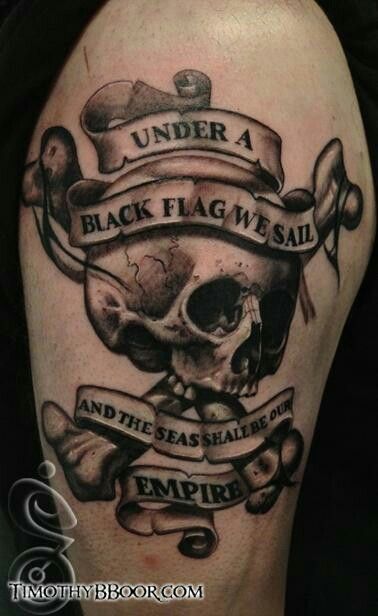 My next tattoo, I think. Pirate Flag Tattoo, Pirate Tattoo Sleeve, Black Flag Tattoo, Pirate Skull Tattoos, Pirate Ship Tattoos, Navy Tattoos, Skull Pirate, Sailor Tattoo, Pirate Tattoo