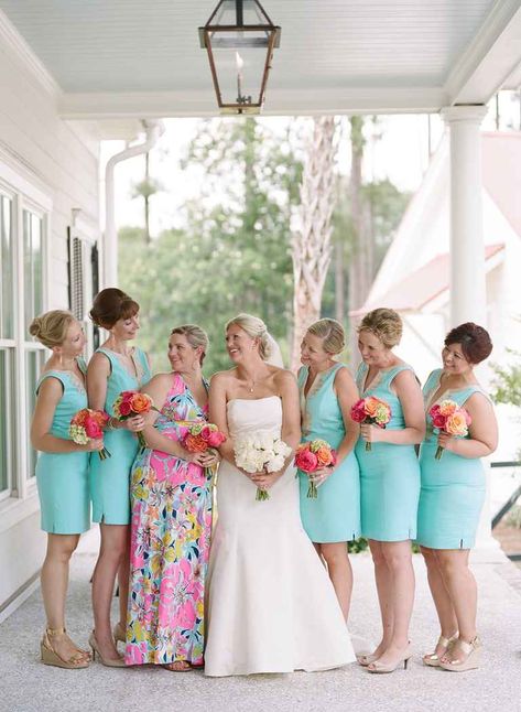 Color Crush: Turquoise and Coral | TheKnot.com Lilly Pulitzer Wedding, Turquoise Coral Weddings, Wedding Planning Organization, Bridesmaid Dresses Ideas, Coral Wedding Colors, Wedding Planning Organizer, Turquoise Bridesmaid, Planning Organization, Turquoise Bridesmaid Dresses