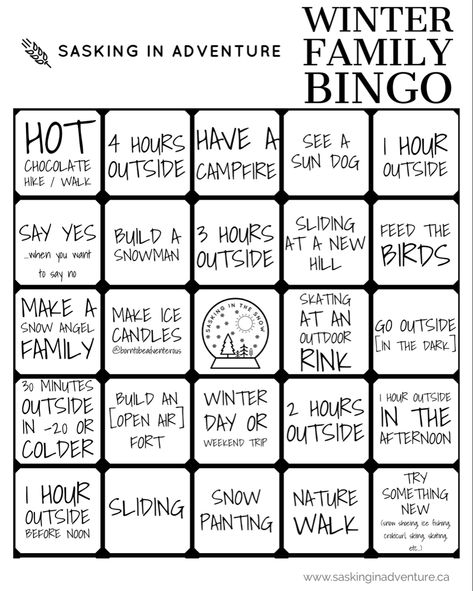 Couples Bingo, Winter Bingo, Winter Goals, Family Bingo, Mom Challenge, Ice Candle, January Blues, Sun Dogs, Painting Snow