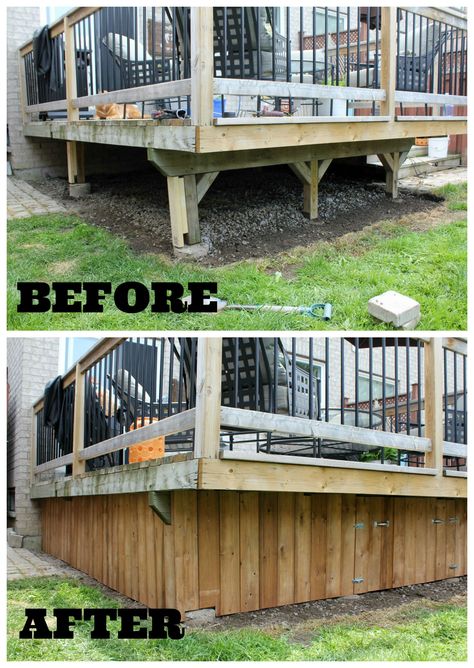 under-deck enclosure with access door                                                                                                                                                     More Deck Skirting Ideas, Patio Plan, Skirting Ideas, Deck Enclosures, Patios And Decks, Deck Building Plans, Deck Skirting, Under Deck, Porch Storage