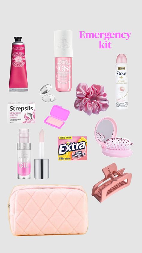 emergency kit astetic pink school bag Pink Emergency Kit, Middle School Emergency Kit, Girls Emergency Bag For School, Girls Emergency Bag, Girly Kit, School Emergency Bag, Emergency Bag For School, Emergency Pouch, Pink School Bag