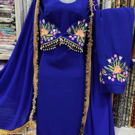 Georgett Suit with embroiderry work Can be customized in any color DM us for orders and more info 💌 Simple Suit Designs, Ladies Suits Indian, Cotton Suit Designs, Simple Suit, Punjabi Suits Designer Boutique, Embroidery Suits Punjabi, Suits Punjabi, Embroidery Suit, Punjabi Outfits