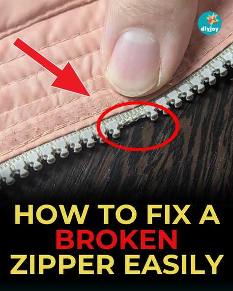 How to Fix a Broken Zipper Easily Zipper Problems, Fix Broken Zipper, Fix A Zipper, Zipper Repair, Sewing Alterations, Broken Zipper, Sewing Tutorials Clothes, Diy Clothes Life Hacks, Sewing Stitches