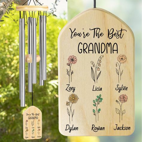 PRICES MAY VARY. Gifts for Grandma: The wind chimes for grandma gifts that engraved “You're The Best GRANDMA" and can be customized with the name, perfect for birthday gifts for grandma, Mother's Day gifts ideas or personalized gifts for grandma. Grandma Gifts: This personalized wind chime is a wonderful gift, every time it blows in the wind and makes a melodious tone, it's like showing your love for your grandma. Reminding your beautiful grandma that your love for her is always and forever. Eas Mamaw Gifts, Mimi Gifts, Personalized Wind Chimes, Presents For Grandma, Grammy Gift, Granny Gifts, Gigi Gift, Mimi Gift, Grandma's Garden