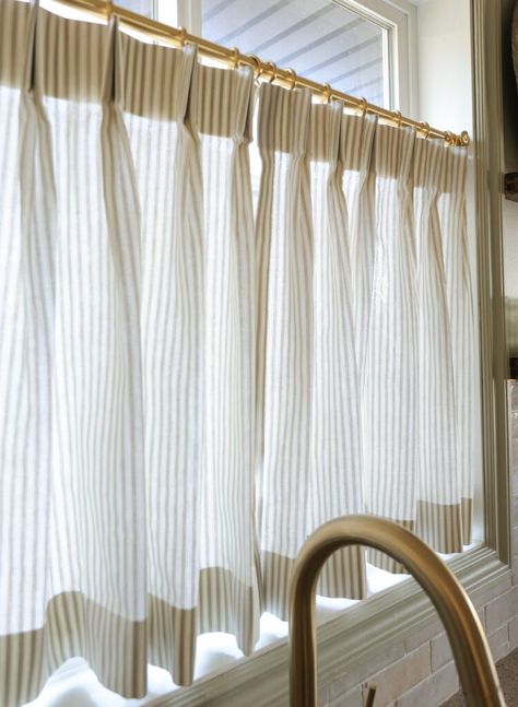 Hart Smith Stripes Cafe Curtains Half Curtain Window, Half Shades For Windows, Cafe Curtain Bathroom Window, Cafe Curtain Over Tub, Striped Kitchen Curtains, Cute Kitchen Window Curtains, Cafe Curtains Bay Window Kitchen Nook, Front Door Cafe Curtain, Hm Curtains