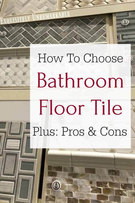 How To Choose Bathroom Floor Tile. Wood tile, ceramic tile, porcelain tile, glass and marble. How do you pick and what should you consider before buying tile...check it out. Small Bathroom With Patterned Tile Floor, How To Tile A Floor Bathroom, Best Bathroom Tiles Floor, Nonslip Bathroom Floor Tiles, Floor Tile For Bathroom Ideas, Wood Like Ceramic Tile Floors, Floors For Small Bathrooms, Bathroom Floor Tile For Small Bathroom, Bathroom Floor Tile Patterns Layout