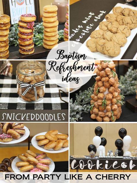 Baptism Refreshment Ideas - Party Like a Cherry Adult Baptism Party Ideas, Baptism Food Ideas, Baptism Food, Baptism Decor, Adult Baptism, Soda Floats, Hosting Tips, Lds Baptism, White Cookie