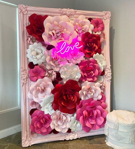 Flower Wall Panels, Instagram Backdrop Wall, Flower Wall Ideas, Flower Event, Paper Flower Backdrop Wedding, Flower Wall Rental, Flower Backdrops, Valentine Backdrop, Diy Flower Wall