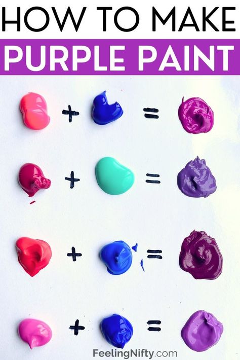 How To Make Perfect Purple Paint: Mixing Colors Guide Mix Purple Paint, How To Make Light Purple Paint, Mixing Purple Paint Acrylic, How To Make Light Purple Colour, Making Colors With Paint, How To Make Colours, Mixing Colours Paint, How To Make Purple Colour Paint, How To Make Colours Paint