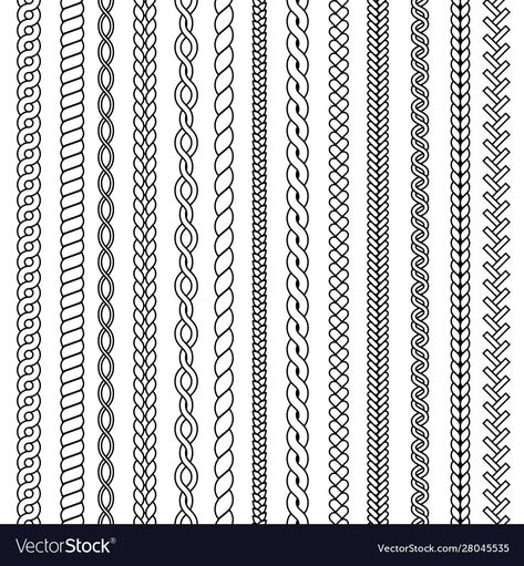 Strings Drawing, Braid Tattoo, Knit Illustration, Knit Drawing, Thread Illustration, Textile Drawing, Braid Drawing, Braids Pattern, Knitting Drawing