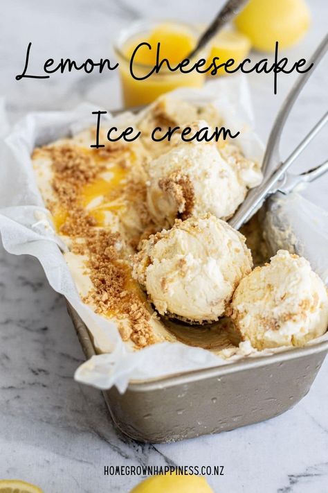 Lemon Cheesecake Ice Cream Cheesecake Ice Cream Cake, Ice Cream Recipes Machine, Creamy Ice Cream, Custard Ice Cream, Easy Ice Cream Recipe, Chef Club, Lemon Ice Cream, Homemade Graham Crackers, Lemon Ice