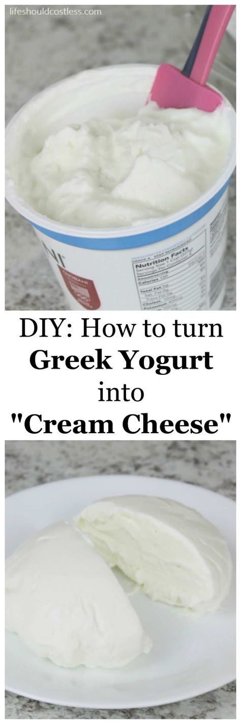 DIY: How to turn Greek Yogurt into "Cream Cheese". This easy tip will transform the way you eat bringing the non-fat and high protein combo of Greek Yogurt to all of your favorite dishes that require cream cheese. Cream Cheese Substitute, Cheese Recipes Homemade, Cheese Making Recipes, Make Cream Cheese, Greek Yogurt Recipes, Homemade Cheese, Yogurt Recipes, How To Make Cheese, Kefir