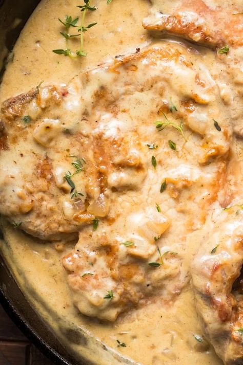 Smothered Pork Chops In A Creamy Gravy 1 Oven Cooked Pork Chops, Slow Cooked Pork Chops, Pork Chops Bone In, Oven Pork Chops, Brown Sugar Pork Chops, Smothered Pork Chops Recipe, Pork Carnitas Recipe, Oven Baked Chicken Thighs, Keto Pork