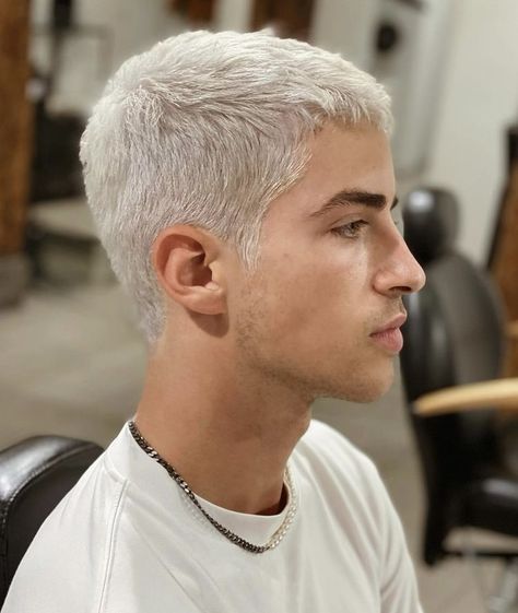 Man Bleached Hair, Men Platinum Hair, Platinum Blonde Hair Men, Blonde Hair Men, Bleach Men, Bleached Hair Men, Short Bleached Hair, Hair Bleach, Men Blonde Hair