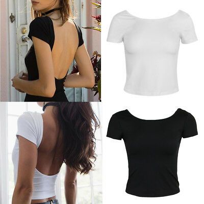 Backless Shirt Outfit, Hot Outfit Ideas Summer, Backless Shirts, Crop Top Y2k, Backless Shirt, Bar Outfits, Slim Fit Crop Top, Mode Zara, Clueless Outfits