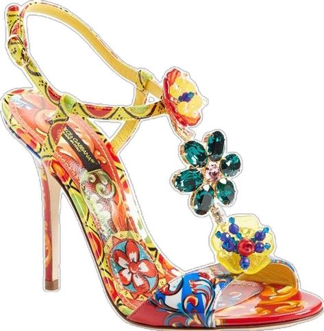 10 Electrically Colorful Bags and Shoes for Spring - PurseBop Floral Print Shoes, T Strap Shoes, Ankle Tie Sandals, Floral Sandals, Dolce Gabbana Shoes, Jeweled Sandals, Ankle Strap Sandals Heels, Ankle Wrap Sandals, Ankle Strap Shoes