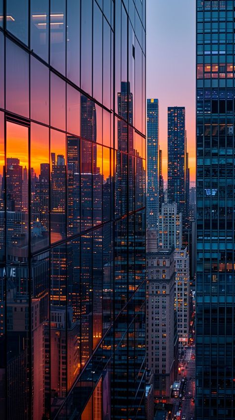 Urban Sunset Reflection: A stunning urban sunset, the vibrant hues reflecting off the glass façades of towering skyscrapers. #sunset #skyscrapers #cityscape #reflection #urban #aiart #aiphoto #stockcake ⬇️ Download and 📝 Prompt 👉 https://stockcake.com/i/urban-sunset-reflection_620107_941533 Skyscrapers Aesthetic, Cool City, Urban Landscapes, Skyscraper Aesthetic, City Scape Photography, City Pattern, City With Sunset, Skyscraper Landscape, City Sunset Aesthetic