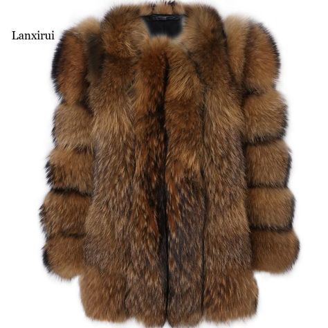 Faux Fox Fur Coat Rabbit Fur Fluffy Collar New Luxury Women's Warm Coat Winter Thick Long-Sleeved Faux Fox Fur Coat, Fur Long Coat, Raccoon Fur Coat, Brown Fur Coat, Long Fur Coat, Winter Overcoat, Purple Coat, Cropped Coat, Women Overcoat