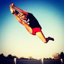 Hurdler Cheer Jumps, Cheerleading Jumps, Cheerleading Stunt, Cheer Picture Poses, Cheerleading Hairstyles, Cheer Hair, Cheer Stunts, Senior Guys, Cheer Shirts